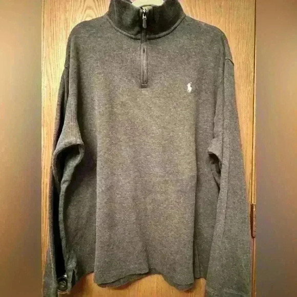 Polo Ralph Lauren Men's Classic Estate-Rib Quarter-Zip Sweater Gray Size XL - Picture 1 of 9